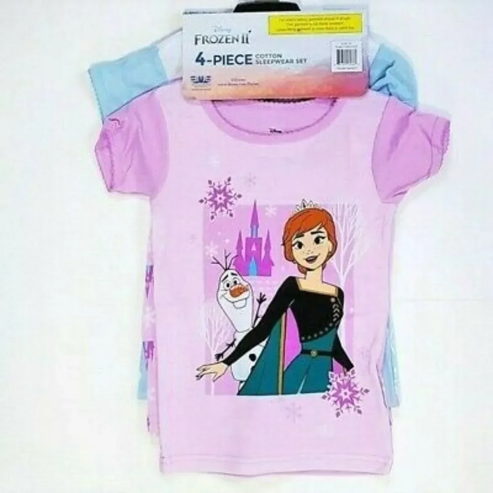 DISNEY Frozen II Anna & Elsa 4-Piece Cotton Pajama Set